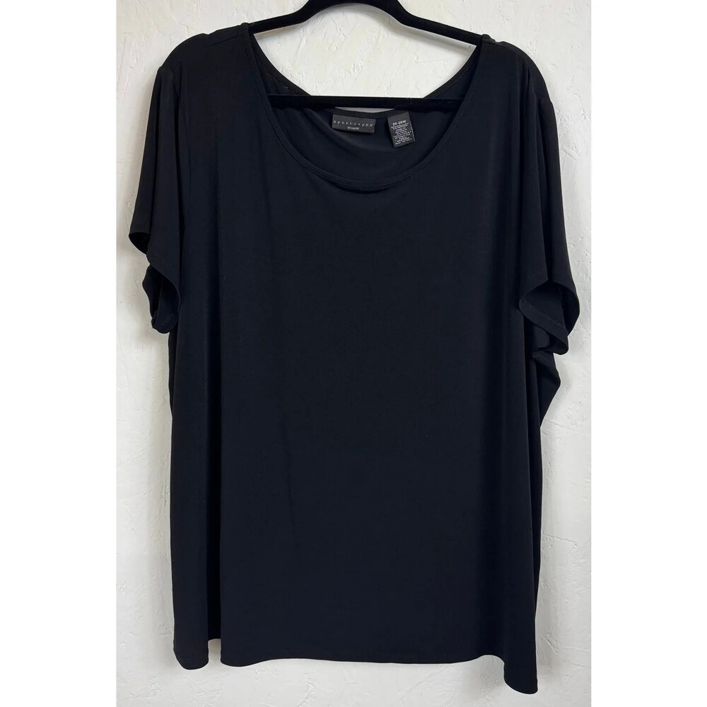 Apostrophe Black Short Sleeve Blouse Women's Size 24/26W